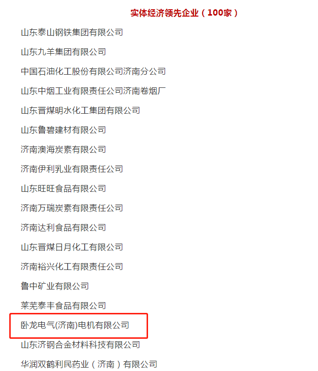 臥龍電驅(qū)濟南工廠榮獲濟南市實體經(jīng)濟領先企業(yè)(圖1) 臥龍電驅(qū)濟南工廠榮獲濟南市實體經(jīng)濟領先企業(yè)(圖1)
